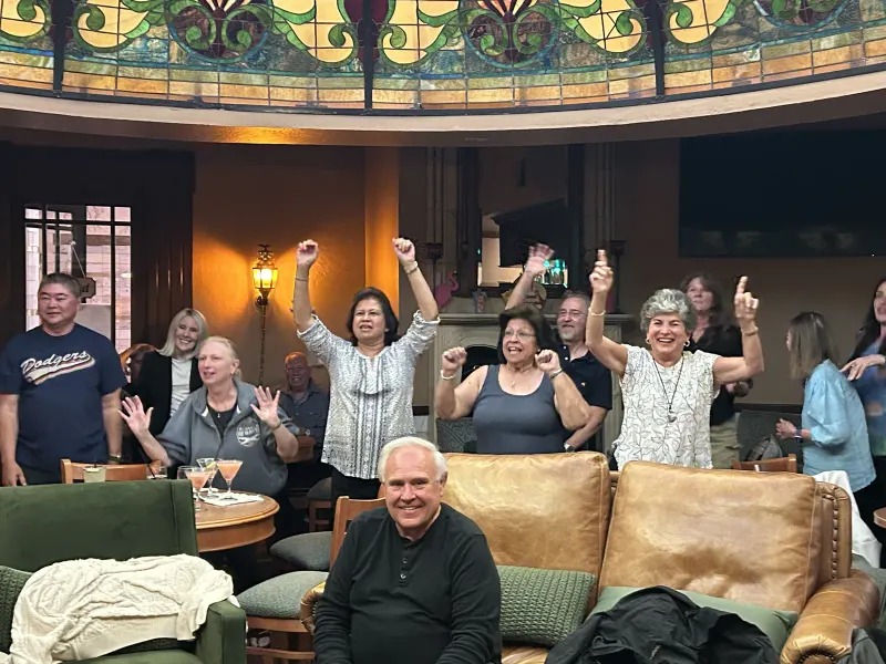 Guests cheering under the dome